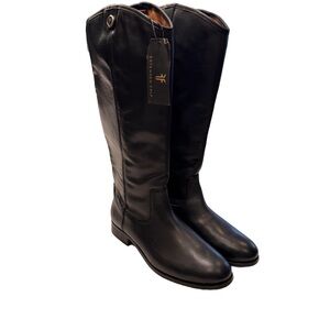 NEW Frye Leather Tall Shaft Riding Boots Melissa Button 2 Wide Calf Black Sz 8.5